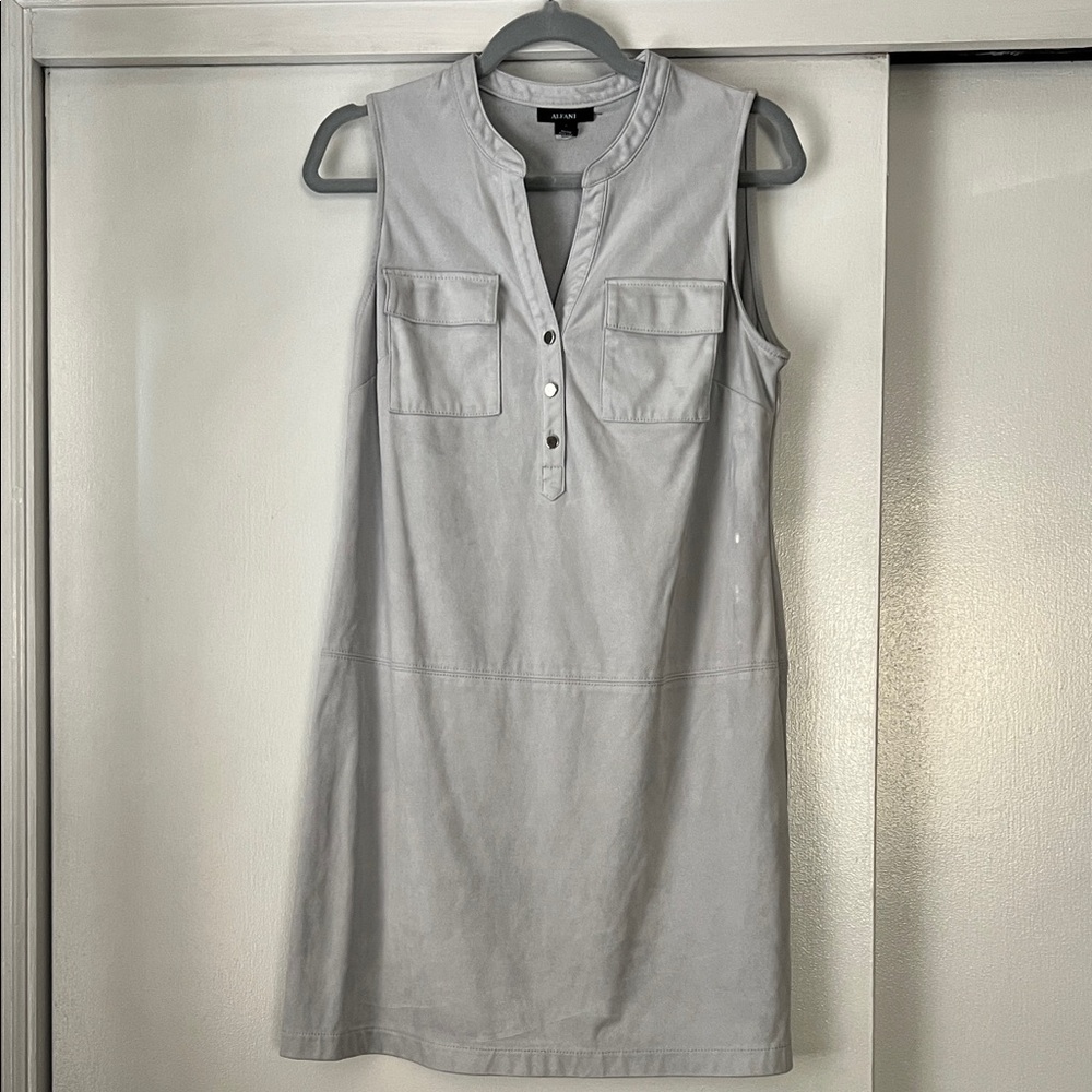 Alfani Light Gray Sleeveless Mini Dress